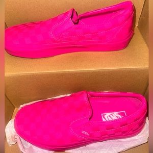 Pink checkerboard slip on Vans